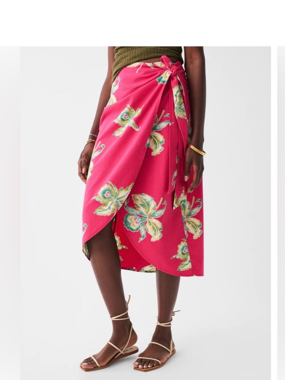 Faherty Pacifica, Searsucker Wrap Skirt Orchid Blossom Sz L